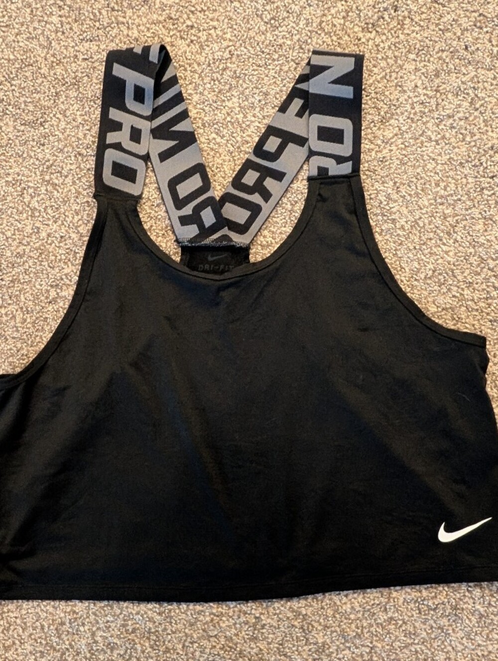 Nike Pro Women’s Black Sports Cropped Tank Top with Elastic Straps